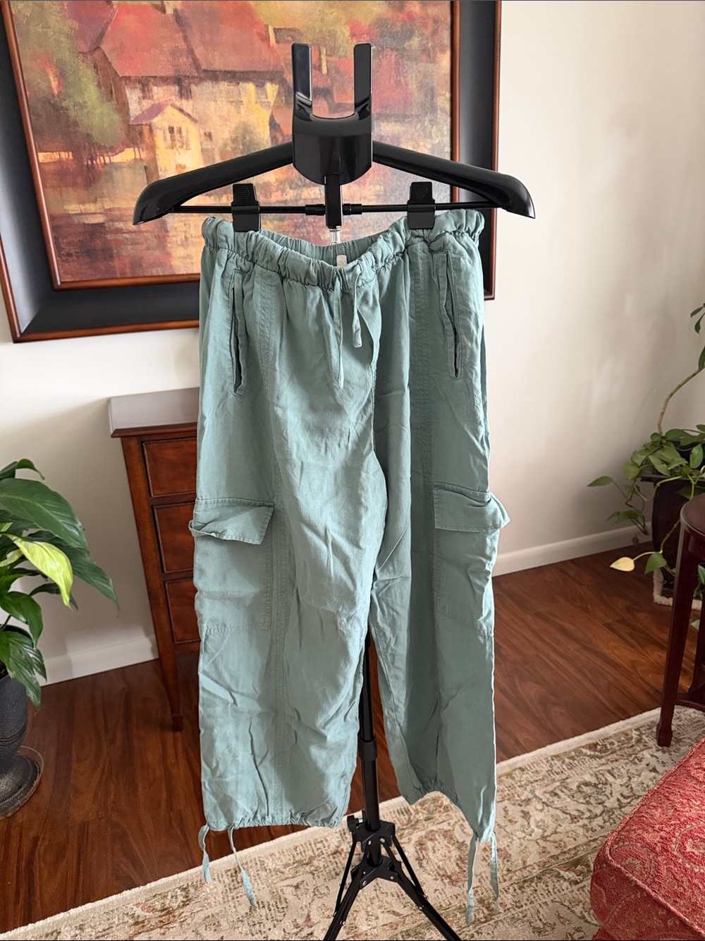 Splendid Sage Green Cargo Joggers with Drawstring